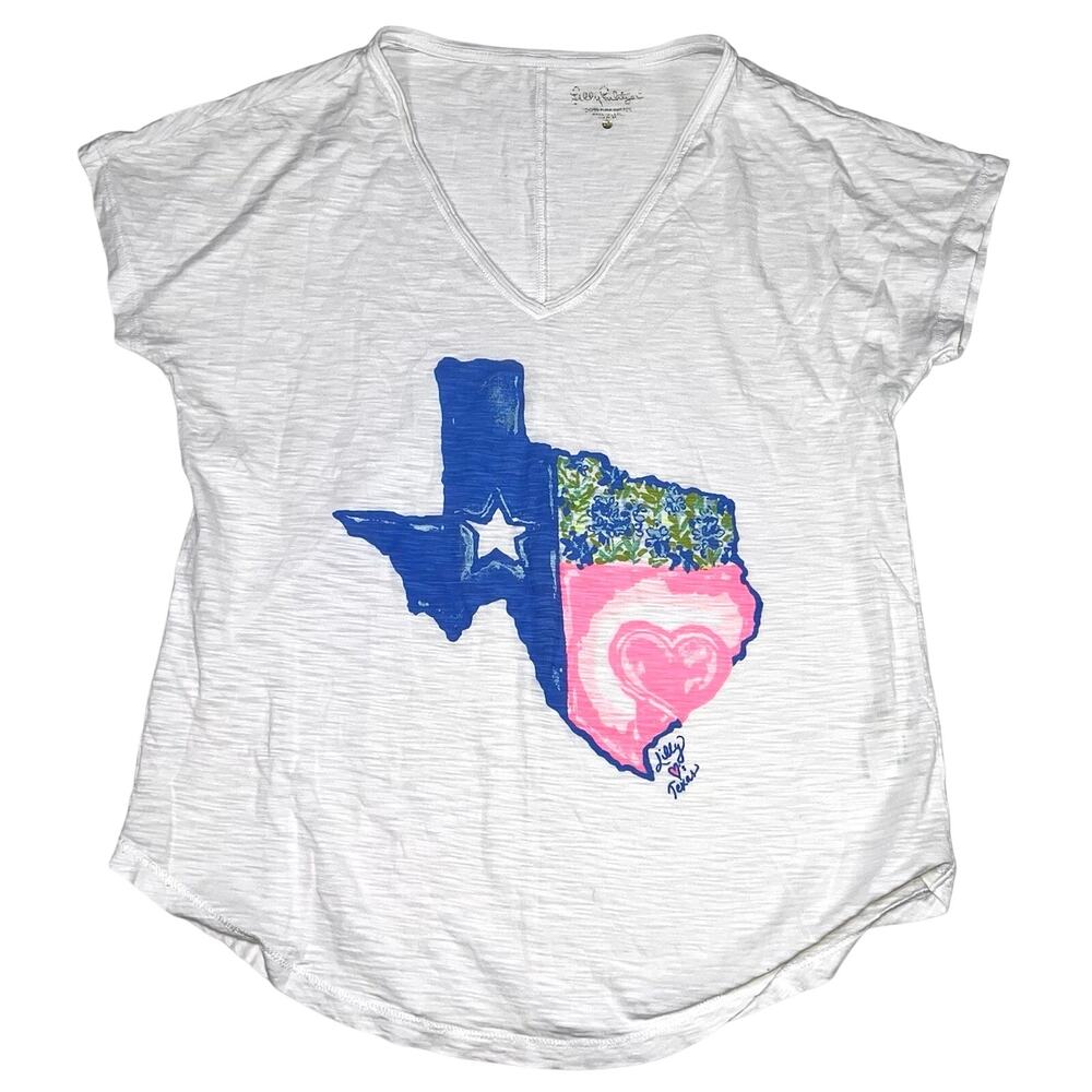 Lilly Pulitzer T-shirt Size XXS White Lilly Loves Texas Short Sleeve Graphic Tee